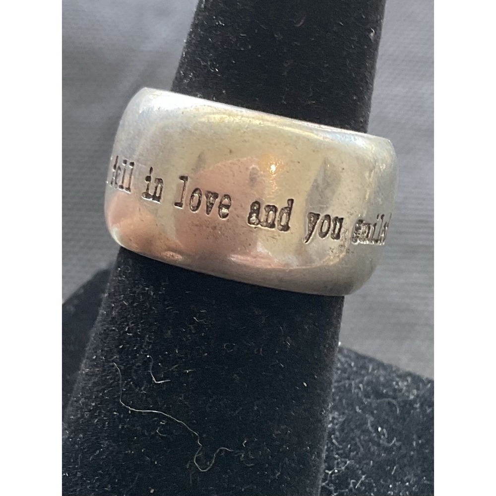 Signed 925 Sterling Silver Ring Size 7 Engraved When I Saw You I Fell In Love - Picture 7 of 8